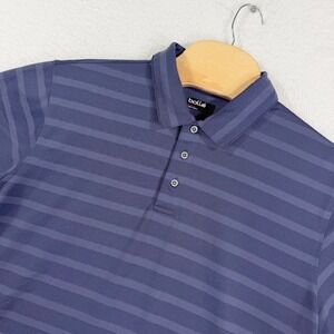 Bolle Performance Polo Shirt Mens XL Blue Striped Golf Tennis Short Sleeve